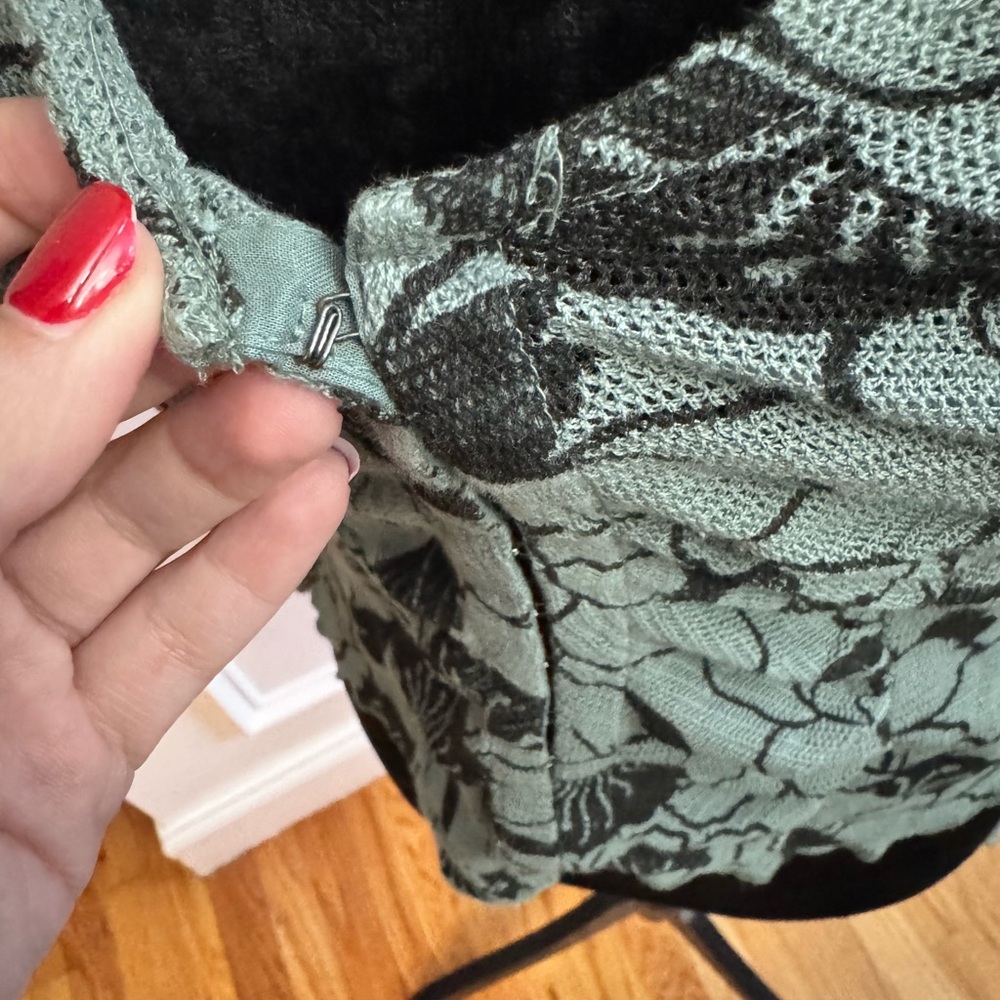 Green and Black Patterned Knit Sweater